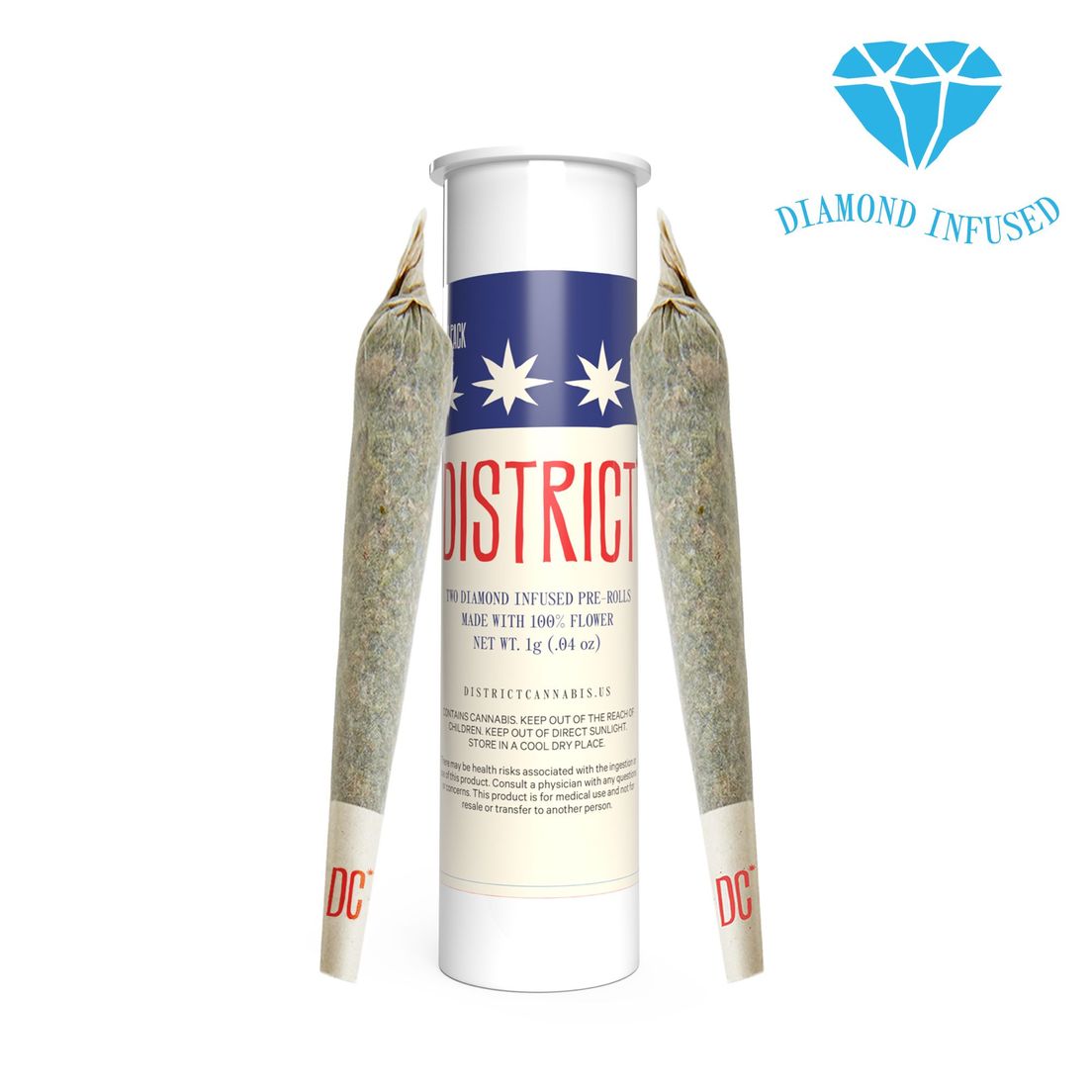 District Cannabis | Spritzer | Diamond Infused Pre-roll | Hybrid | 0.5g Each, 2-Pack (1g Total)