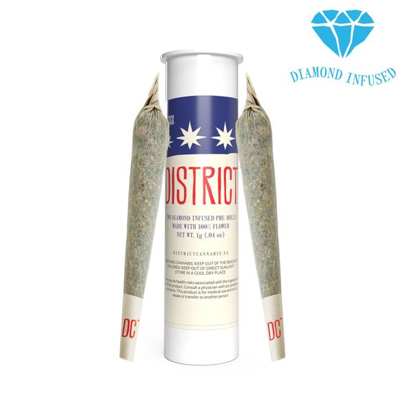 District Cannabis | Spritzer | Diamond Infused Pre-roll | Hybrid | 0.5g Each, 2-Pack (1g Total)