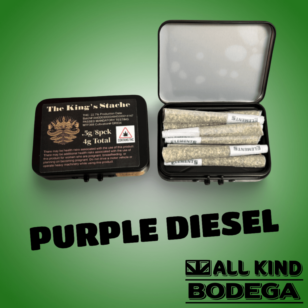 Purple Diesel x Cookies .5g Preroll 8 Pack (Total Weight 4g) (@Thekingsstache)