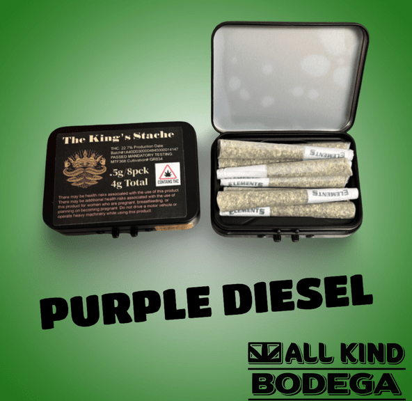 Purple Diesel x Cookies .5g Preroll 8 Pack (Total Weight 4g) (@Thekingsstache)