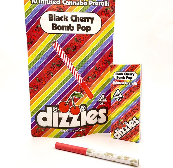 4g Black Cherry Bomb Pop (Hybrid) 10-Pack Infused Prerolls - dizzies