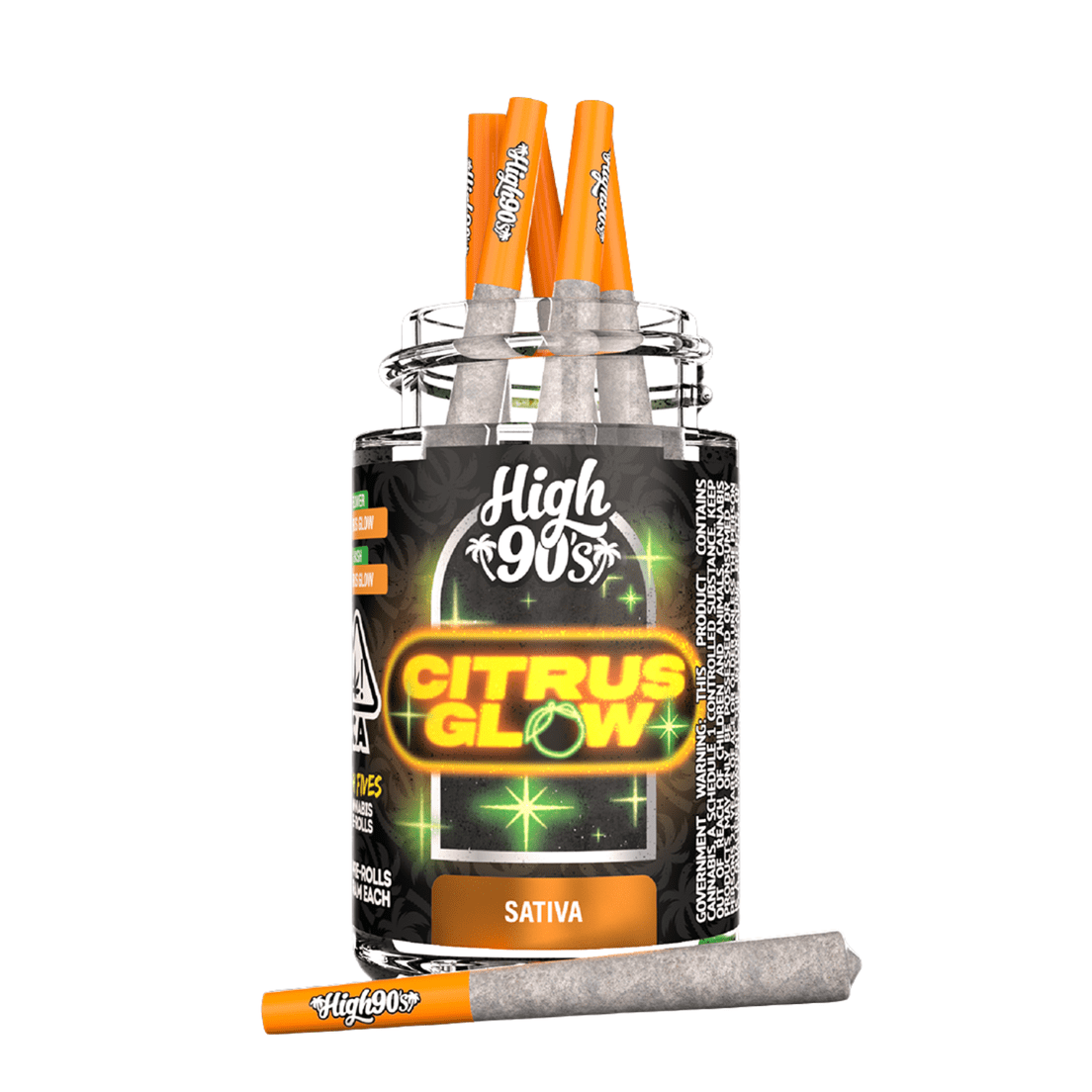 High 90s | Infused Prerolls | 5 x .5g | Bubble Hash | Citrus Glow