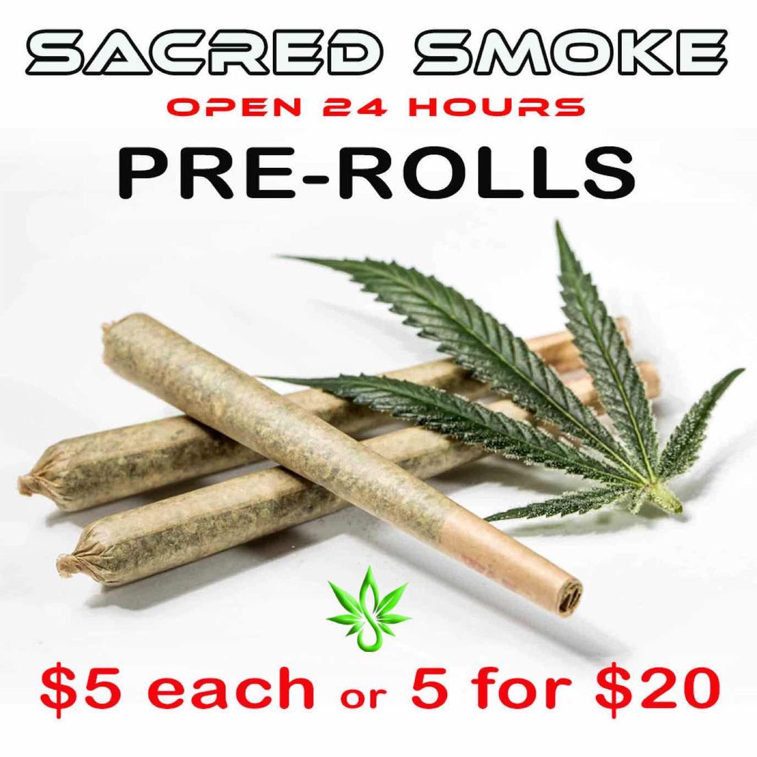 $5 Pre Roll (1.25 grams) (Buy 4 and get 1 Free) Pre-roll Joints