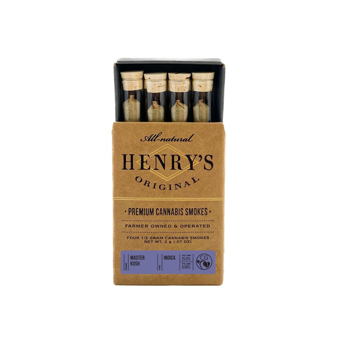Henry's Original- Master Kush Prerolls 4pk 2g (I)