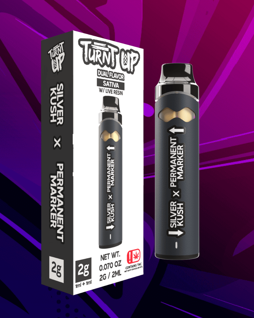 Turnt Up - 2G Dual Strain Disposable Vape - Silver Kush (S/H) x Permanent Marker (I/H)