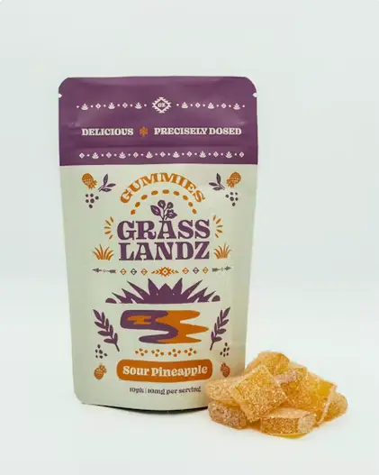 Grasslandz Sour Pineapple Gummies - 100mg THC