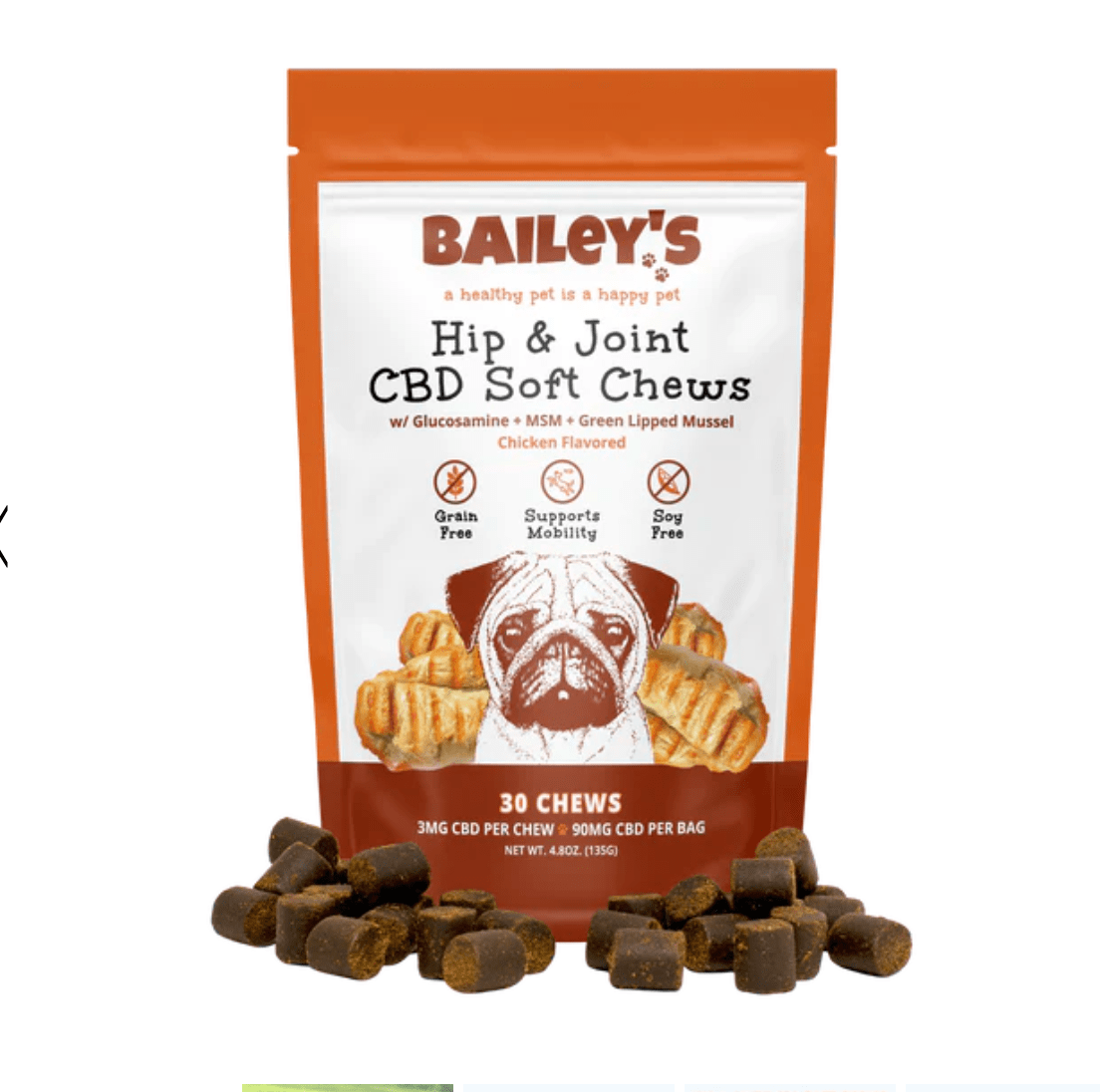 BAILEY'S- CBD SOFT CHEWS 90MG CHICKEN FLAVOR