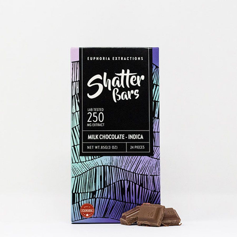 250mg Indica Milk Chocolate Shatter Bar by Euphoria Extractions