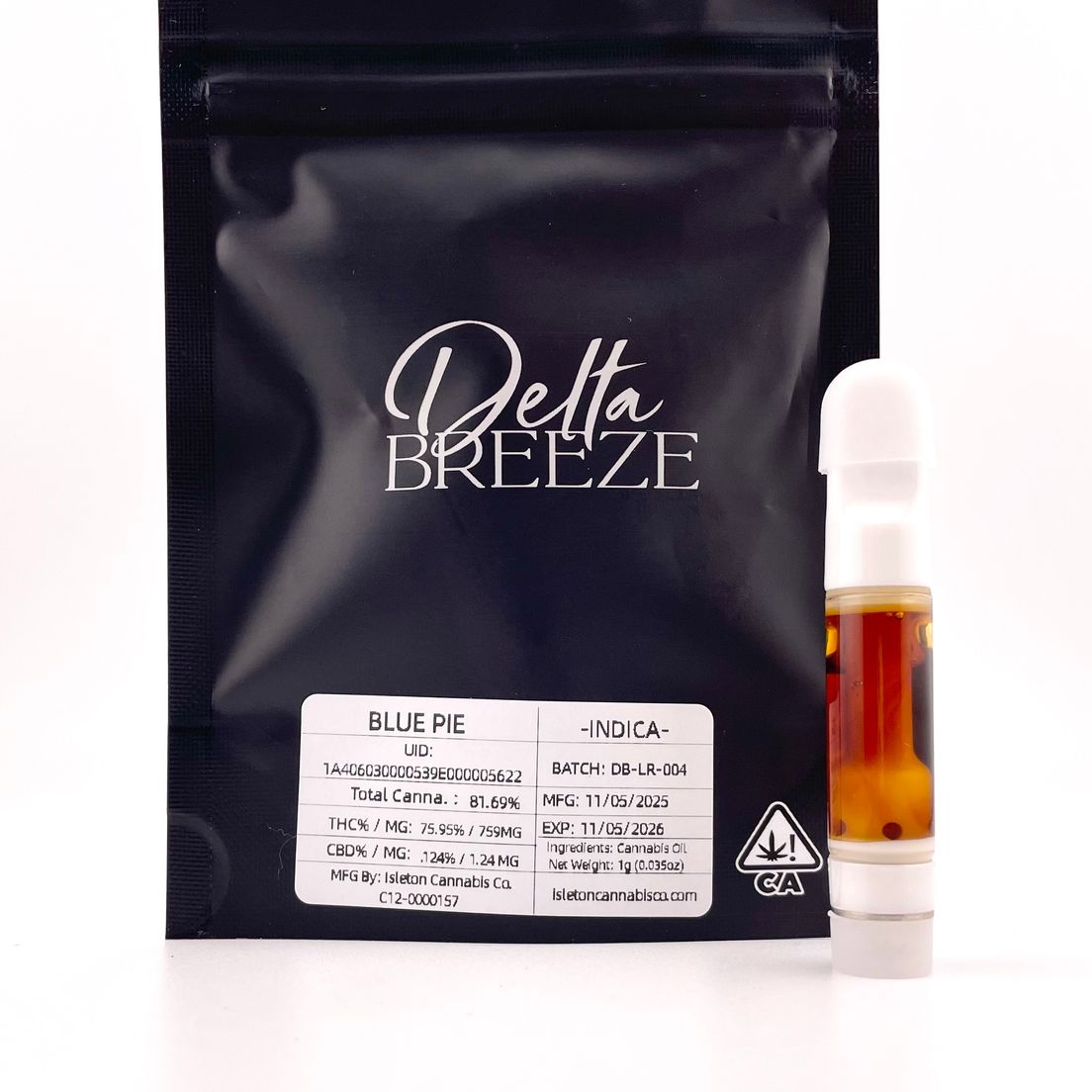 1g Blue Pie (Indica) Live Resin Cartridge - Delta Breeze