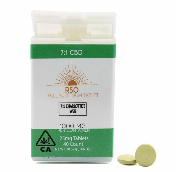 25 mg Tablets - 7:1 CBD - Charlottes Web - 1000 mg Package