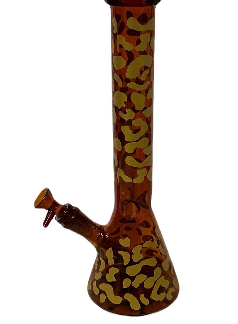 EC420 12" 5mm Brown Leopard Print Beaker Water Pipe