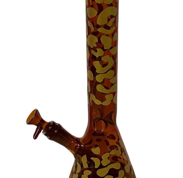 EC420 12" 5mm Brown Leopard Print Beaker Water Pipe