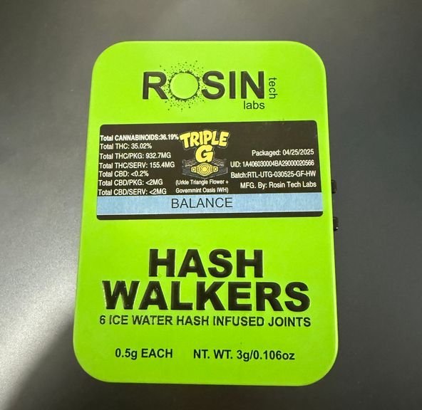 Rosin Tech Labs- Balance Triple G Hash Walkers 6pk (H) (Flower: Urkle Triangle) (Rosin: Governmint Oasis)