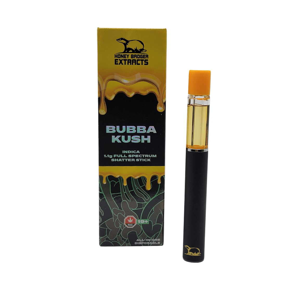 Bubba Kush - 1.1G Disposable Shatter Pen by Honey Badger