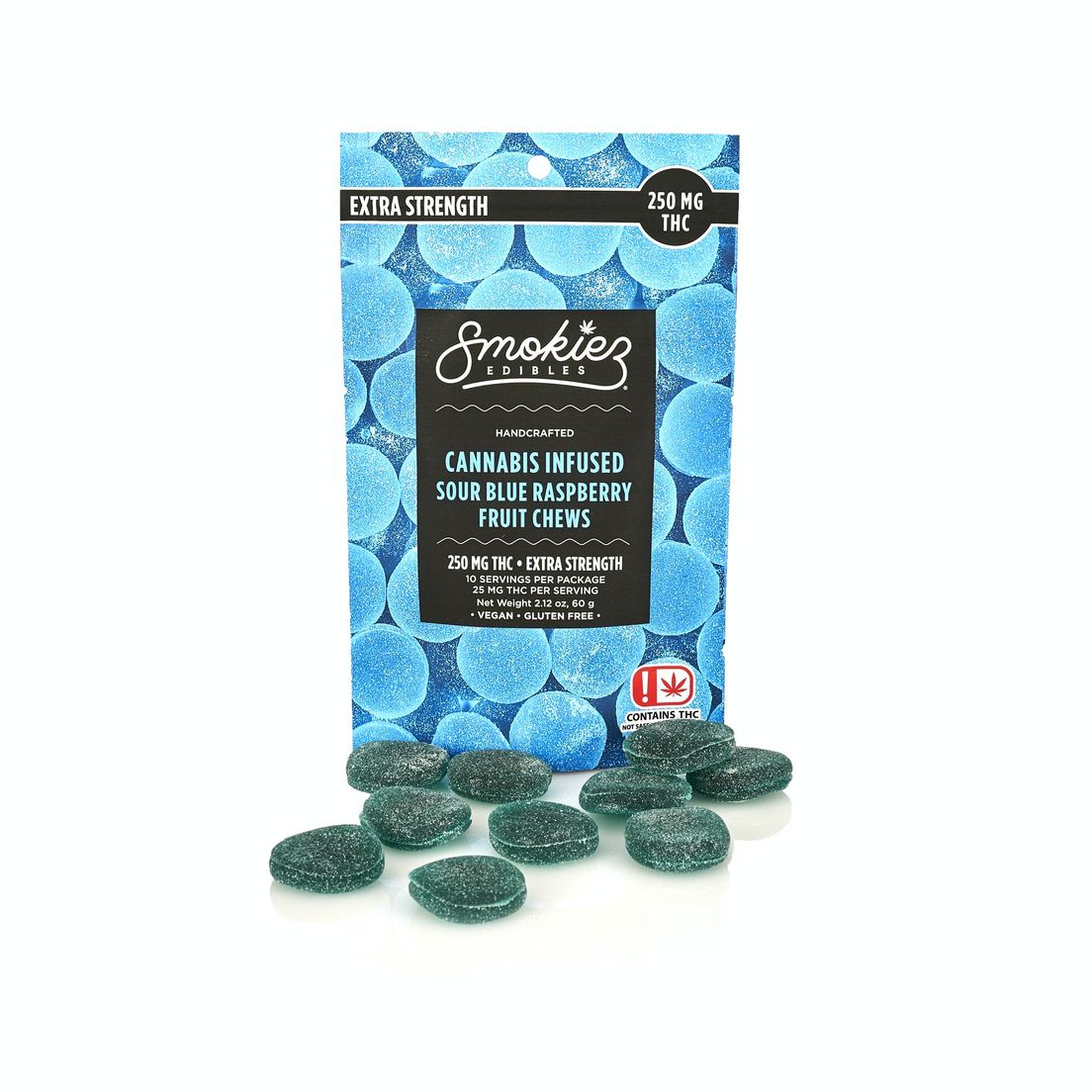 Blue Raspberry Fruit Chews - 250 mg THC - OK