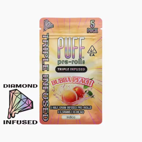 Bubba Peach - 5pk Diamond Infused Prerolls