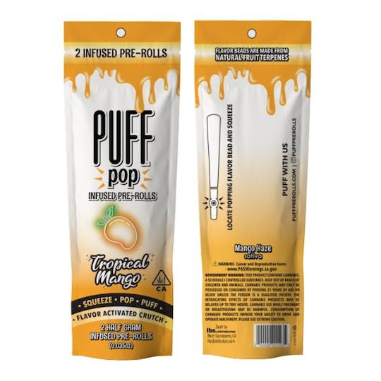 D. Puff Pop 2pk x .5g Diamond Infused Pre Rolls - Tropical Mango (H)