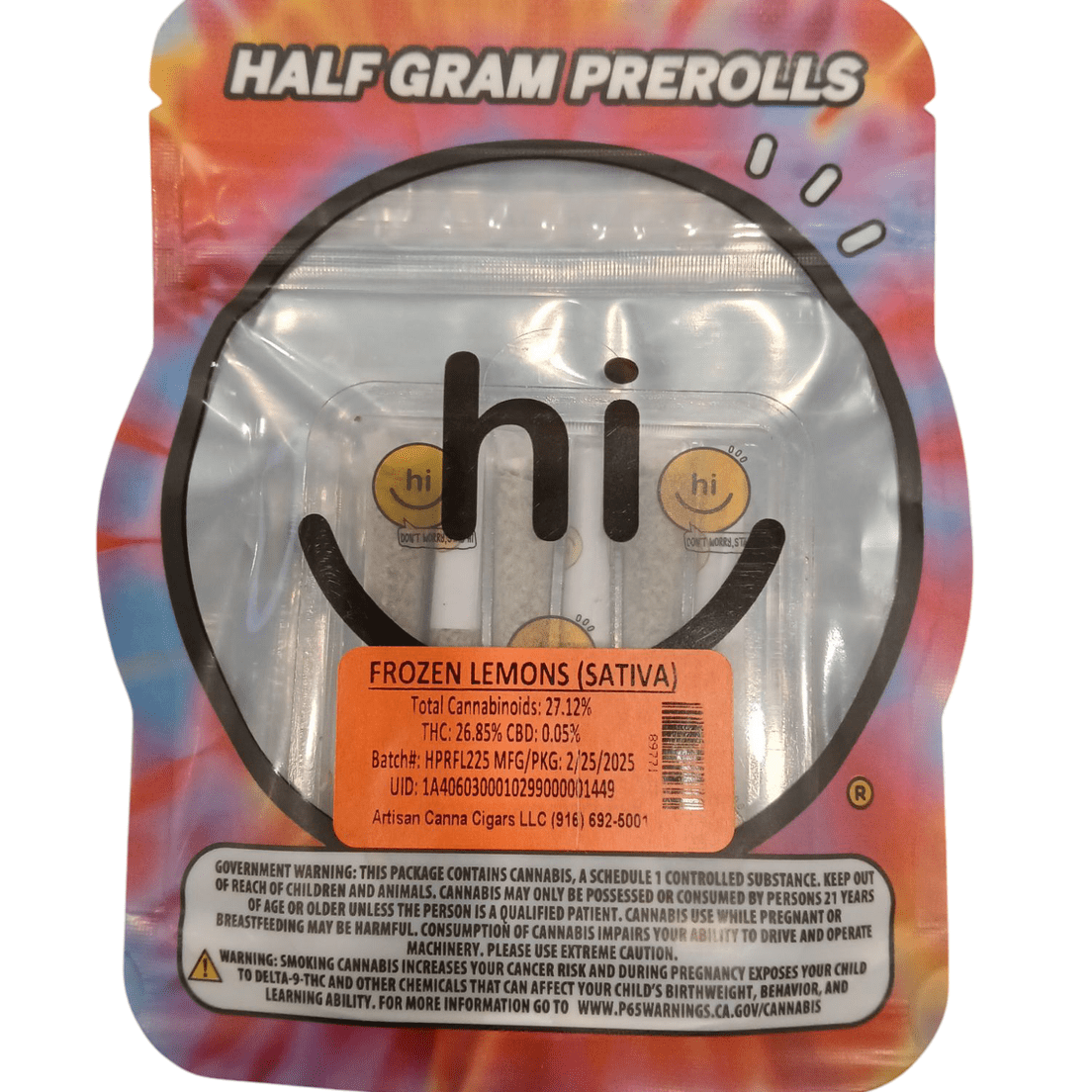 Hi Canna - Frozen Lemons 6 Pack Prerolls 3g
