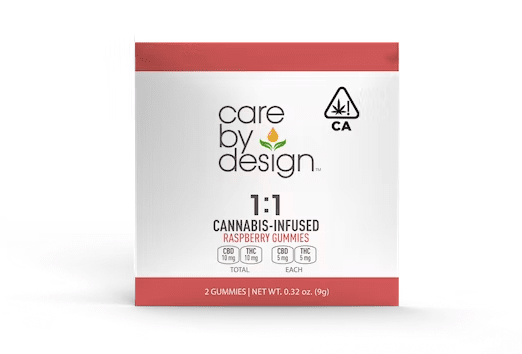 Care By Design : 1:1: 10mg: Edible- Raspberry Gummy Single serving