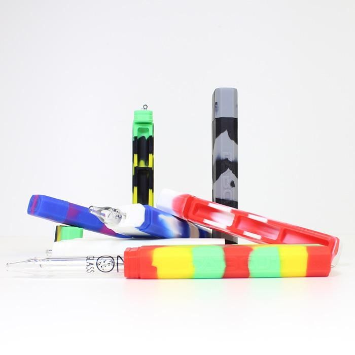 Dab Out By White Rhino - Silicone Container w/ Quartz Straw & Packing Tool
