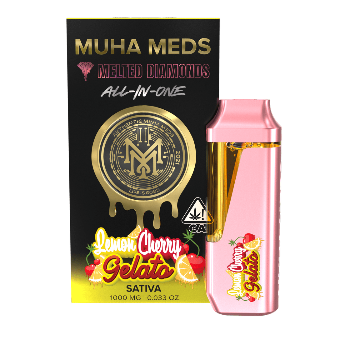 Muha | AIO Vape | 1g | Melted Diamonds | Lemon Cherry Gelato