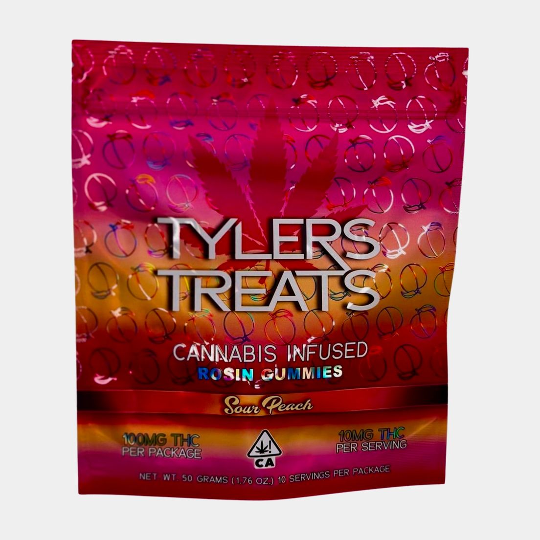 Tylers Treats - Tylers Treats Sour Peach Rosin Gummies 100mg 50g