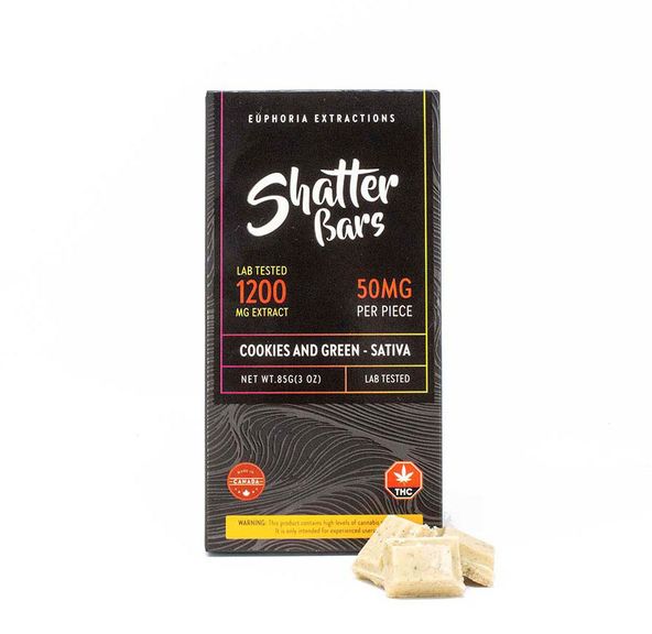 1200mg Sativa Cookies and Green Shatter Bar by Euphoria Extractions