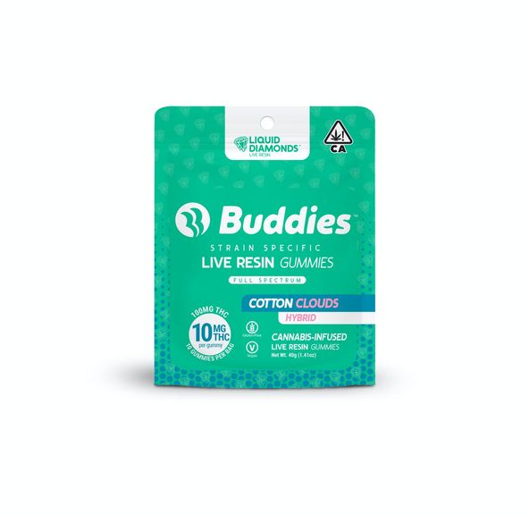 1. Buddies 100mg THC Strain Specific Live Resin Gummies - Cotton Cloud (THC Bomb) (H) *SALE*