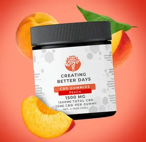CBDays 50mg CBD Peach Gummies, 30ct.
