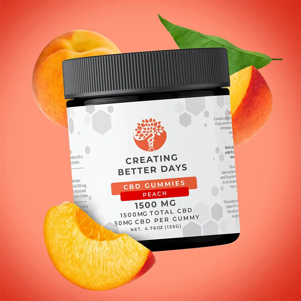 CBDays 50mg CBD Peach Gummies, 30ct.