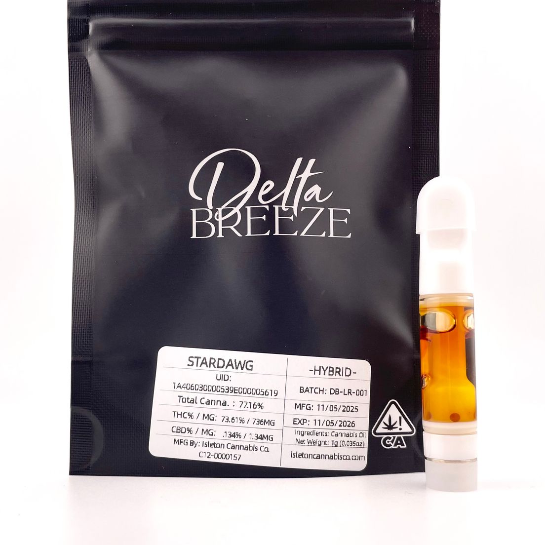 *BLOWOUT DEAL! $25 1g Stardawg (Hybrid) Live Resin Cartridge - Delta Breeze