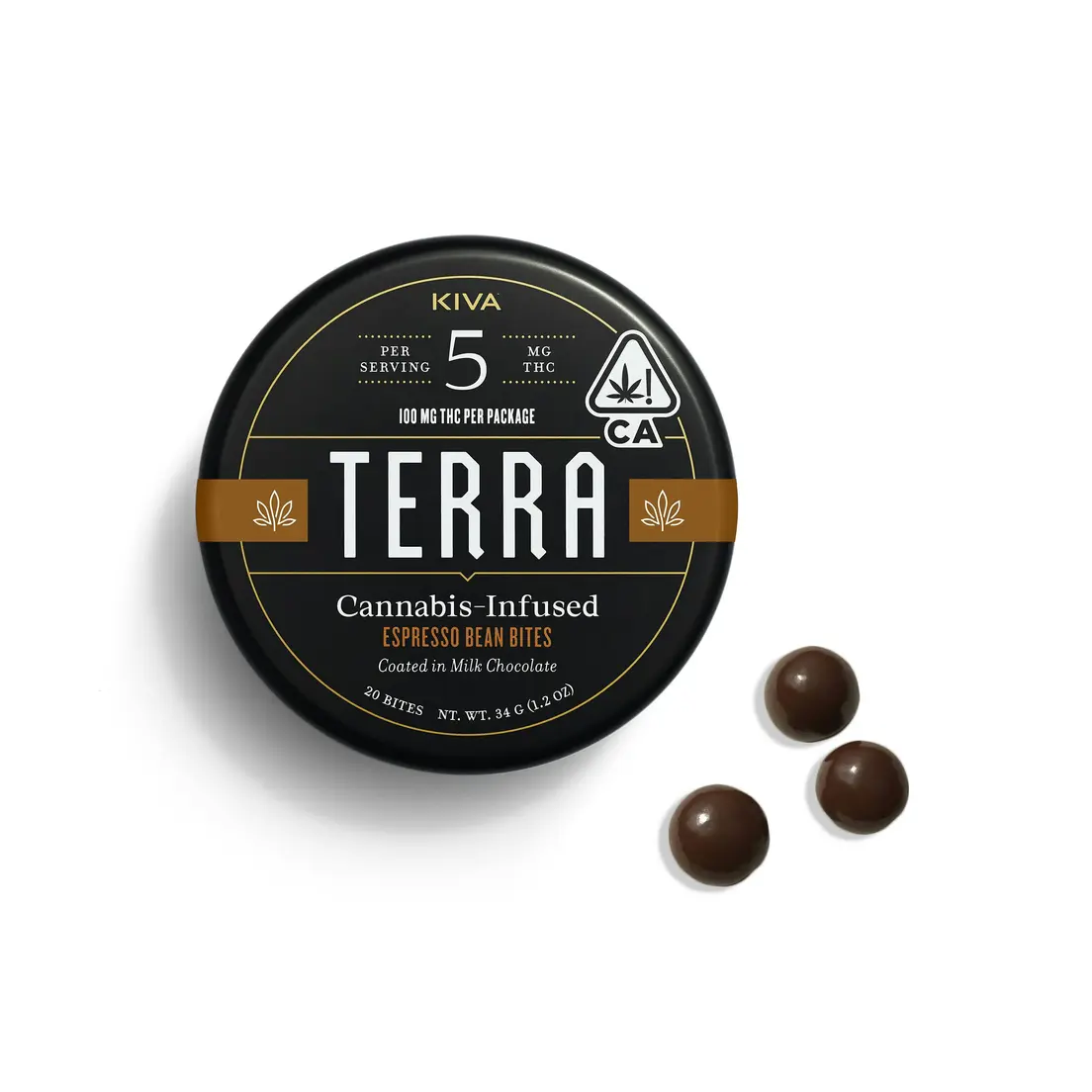 Terra Bites - Espresso Dark Chocolate Beans - Edible - 100mg