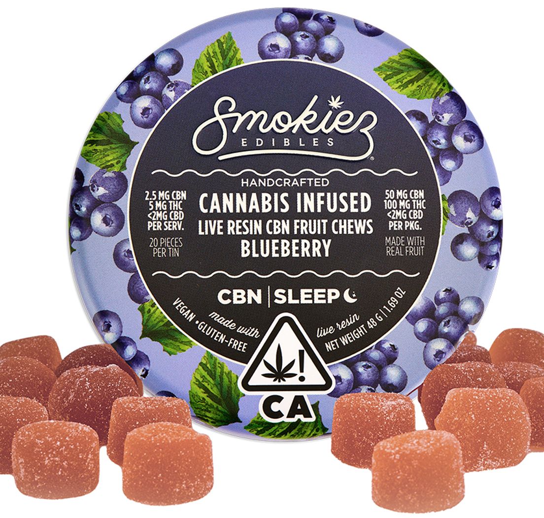 Smokiez Edibles - Sweet Blueberry CBN:THC 1:2 Live Resin Fruit Chews 150mg