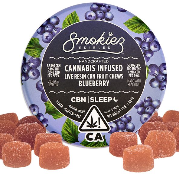 Smokiez Edibles - Sweet Blueberry CBN:THC 1:2 Live Resin Fruit Chews 150mg