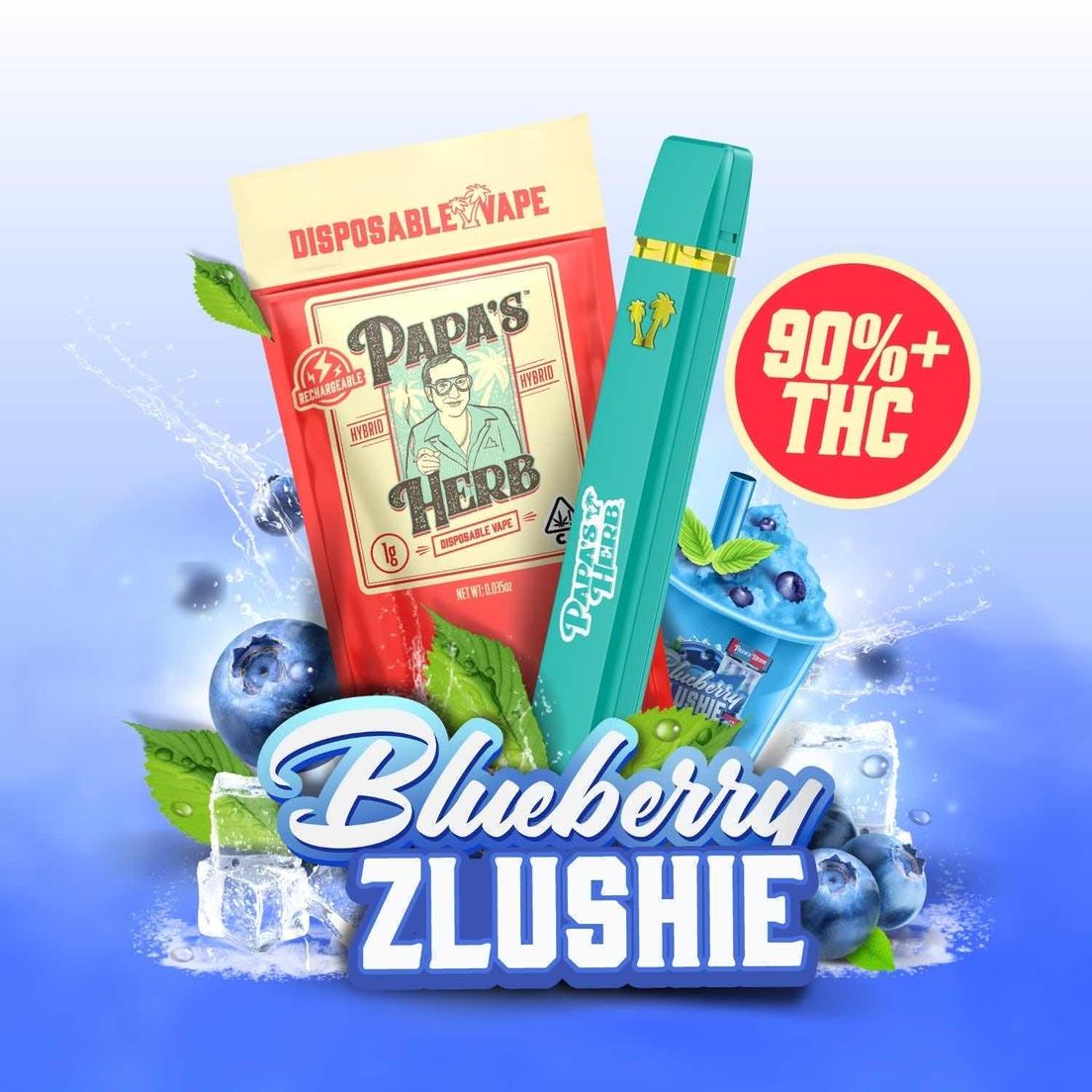 1g Blueberry Zlushie All In One Vape- PAPA'S HERB