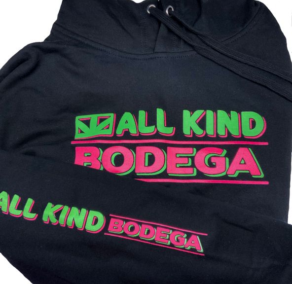 All Kind Bodega Hoodie (Black + Neon Print) 2XL