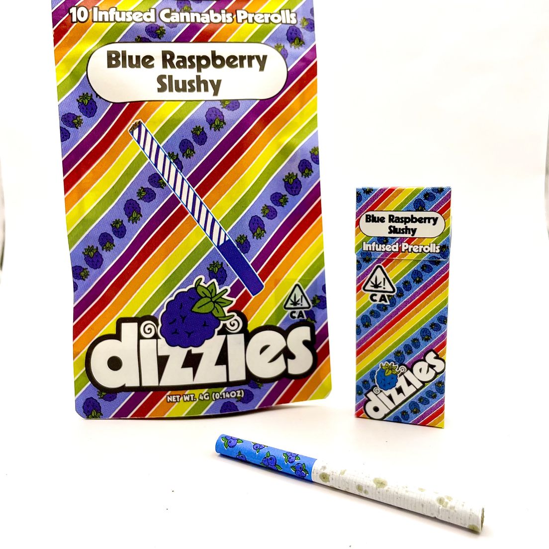 4g Blue Raspberry Slushy (Indica) 10-Pack Infused Prerolls - dizzies