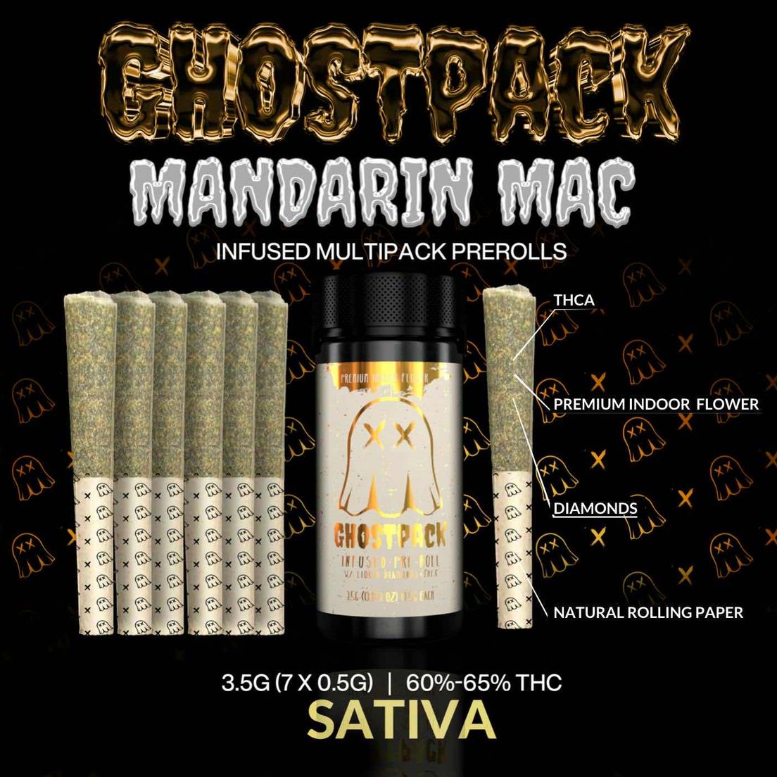 Ghostpack - Infused Preroll - Mandarin Mac (0.5g x 7) 3.5g