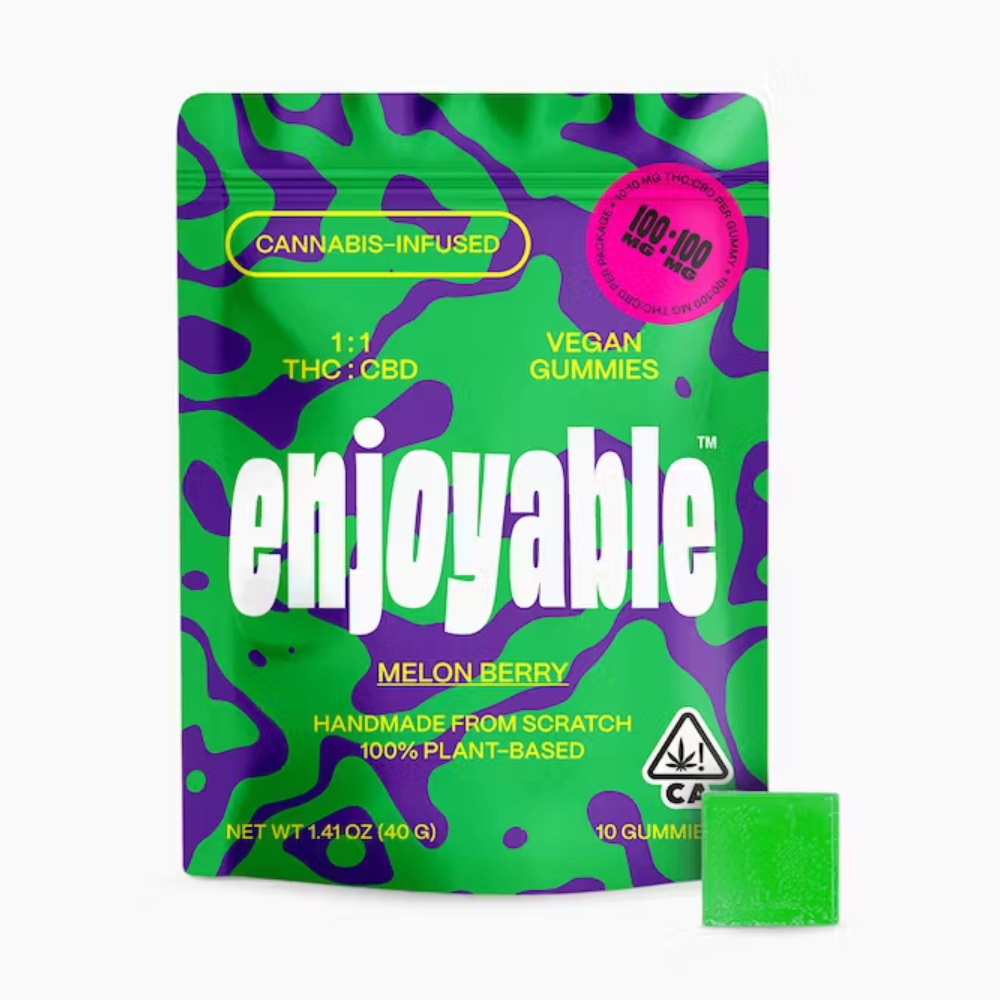 1:1 THC:CBD Melon Berry Vegan Gummies 100mg:100mg