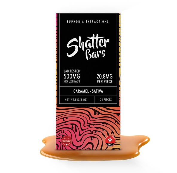 500mg Sativa Caramel Shatter Bar by Euphoria Extractions