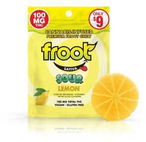 Froot Sour Lemon Gummy 100mg THC Single Cut to Dose