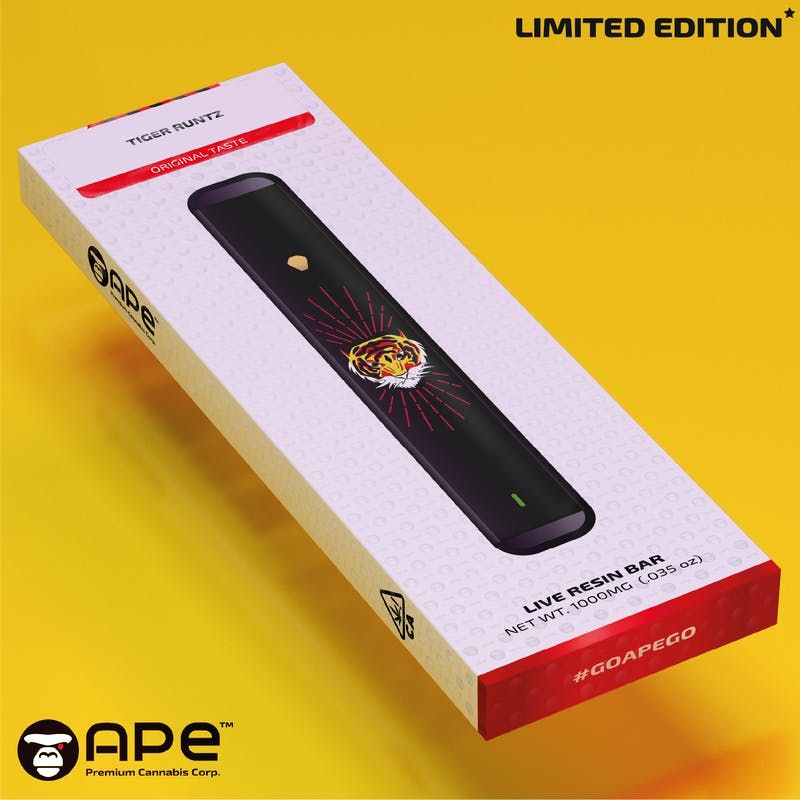 APE Tiger Runtz 1g Live Resin Disposable Vape Pen 91%