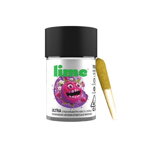 Lime | Infused Prerolls | 5 x .6g | Ultra | Mandarin Cookies