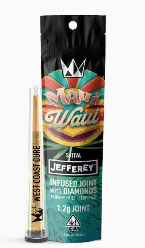 D. West Coast Cure 1.2g Diamond Infused Jefferey Pre Roll - Maui Waui (S)