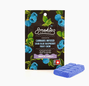 Smokiez Fruit Chews Singles Sour Blue Raspberry 100mg