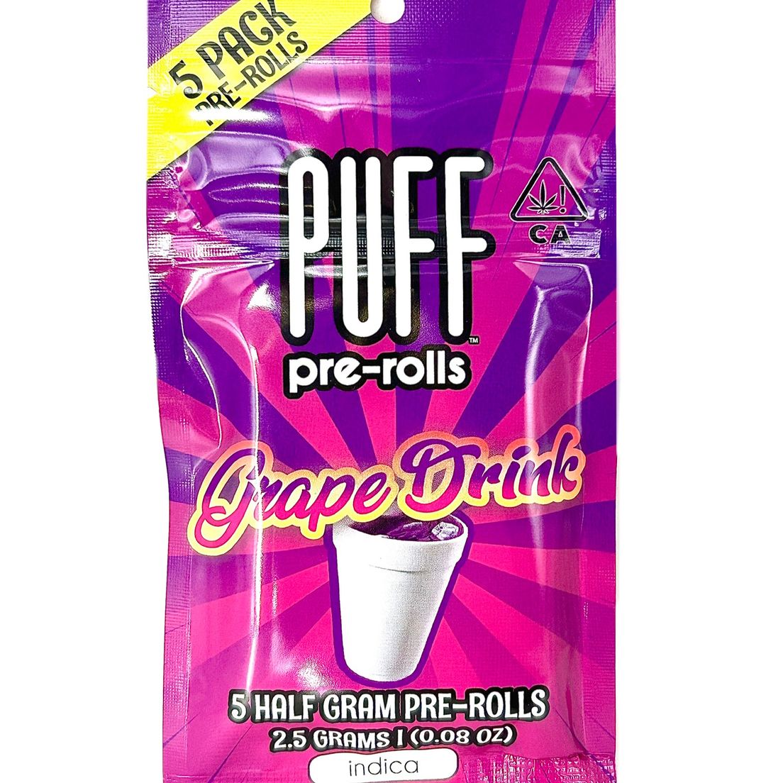 B2 GET PREROLL - PUFF - Grape Drink - Pre-Roll 5pk x 0.5g= 2.5g