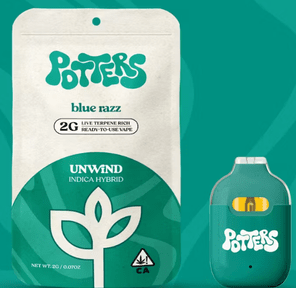 1.25g Blue Razz (Indica - Hybrid) Ready-to-Use Live Resin Vape - Potters
