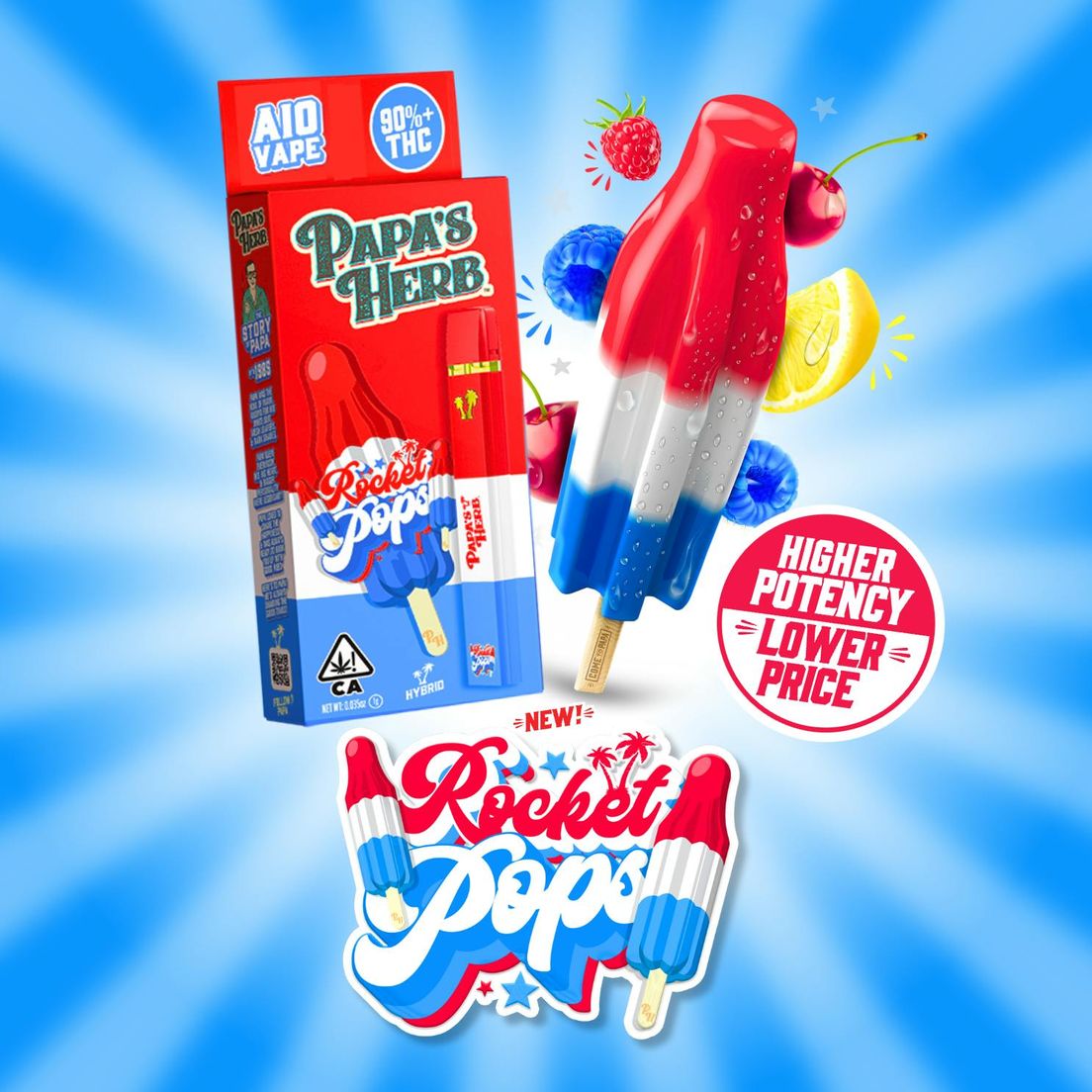 Papa's Herb - AIO Vape - 1g - Rocket Pops