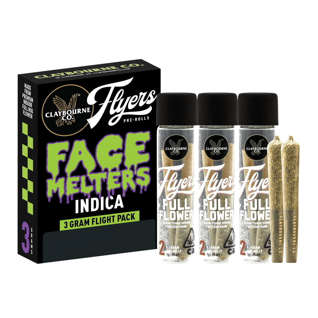 Claybourne | Prerolls | 6 x .5g | Face Melters | Hash Burger | King Louis OG | Motor Breath