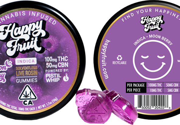 HAPPY FRUIT - Moon Berry Live Rosin Gummies - 100mg - Indica